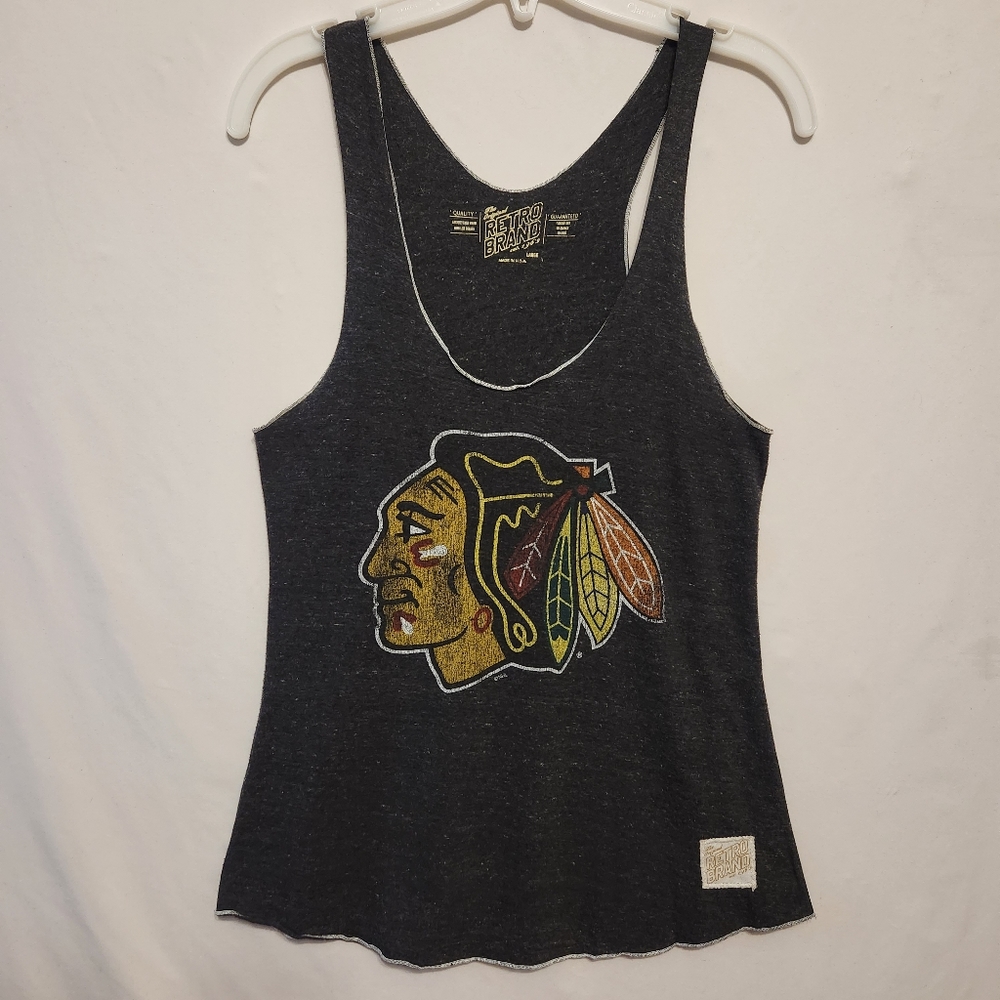 Chicago Blackhawks Heather Gray Racerback Tank Top
